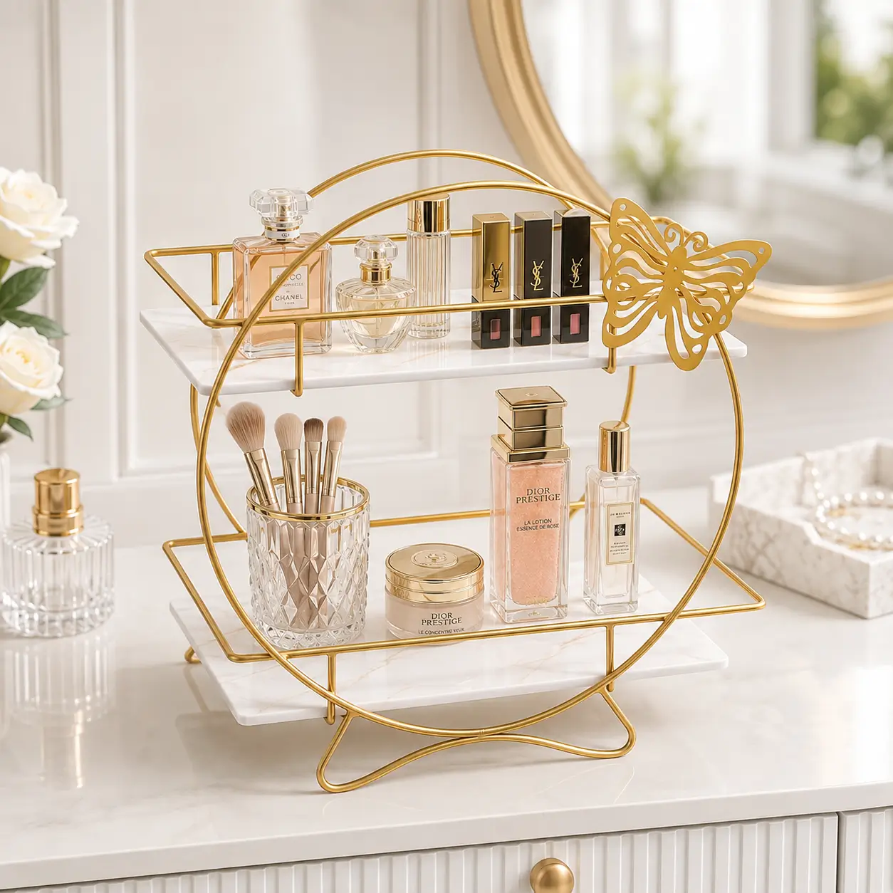 2-Layer Butterfly Cosmetic Storage Organizer - Image 2