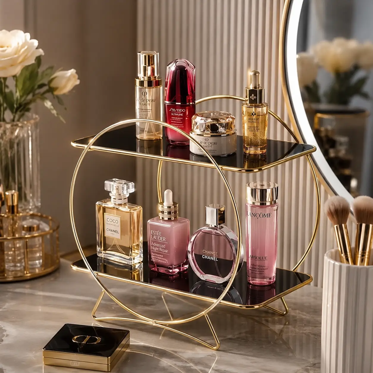 2-Tier Gold Cosmetic Organizer Stand - Image 4