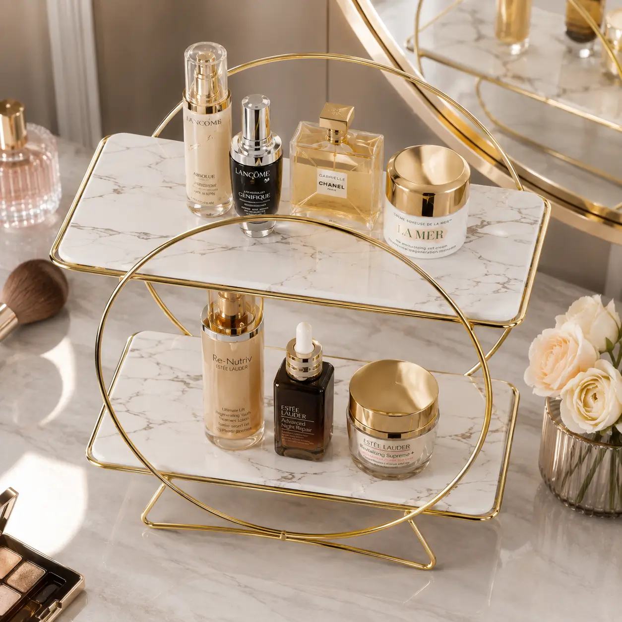 2-Tier Gold Cosmetic Organizer Stand - Image 2