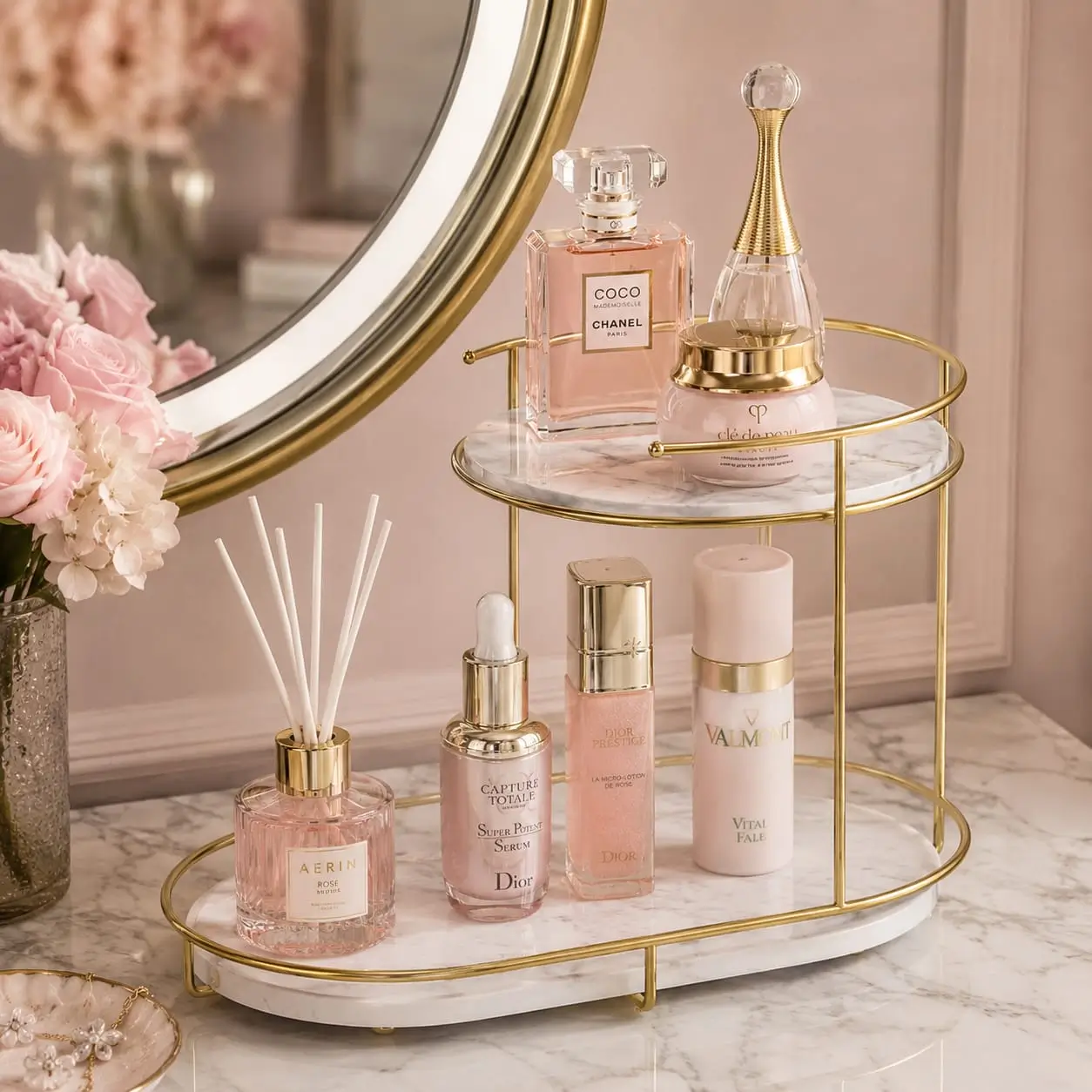 2-tier luxury makeup organizer countertop - Image 2