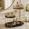 3-Tier Butterfly Makeup and Perfume Organizer with Golden Metal Frame and Acrylic Trays