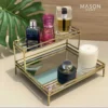 Double Layer Premium Organizer with Mirror – Elegant Metal Storage Tray in Gold Color 1 1