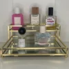 Double Layer Premium Organizer with Mirror – Elegant Metal Storage Tray in Gold Color 2 1