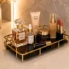 Luxury Makeup Storage Tray Golden Cosmetic Organizer-Wahaj Decor