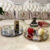 Metal Glass Cosmetics Storage Round Tray with Mirror – Elegant Organizer for Makeup Jewelry 3 1