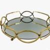 Metal Glass Cosmetics Storage Round Tray with Mirror – Elegant Organizer for Makeup Jewelry 4 1