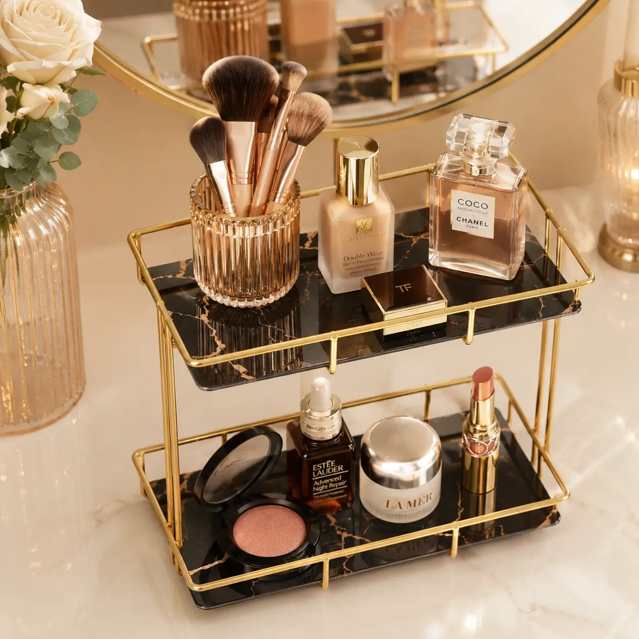 Nordic Style 2-Tier Makeup Organizer - Image 6