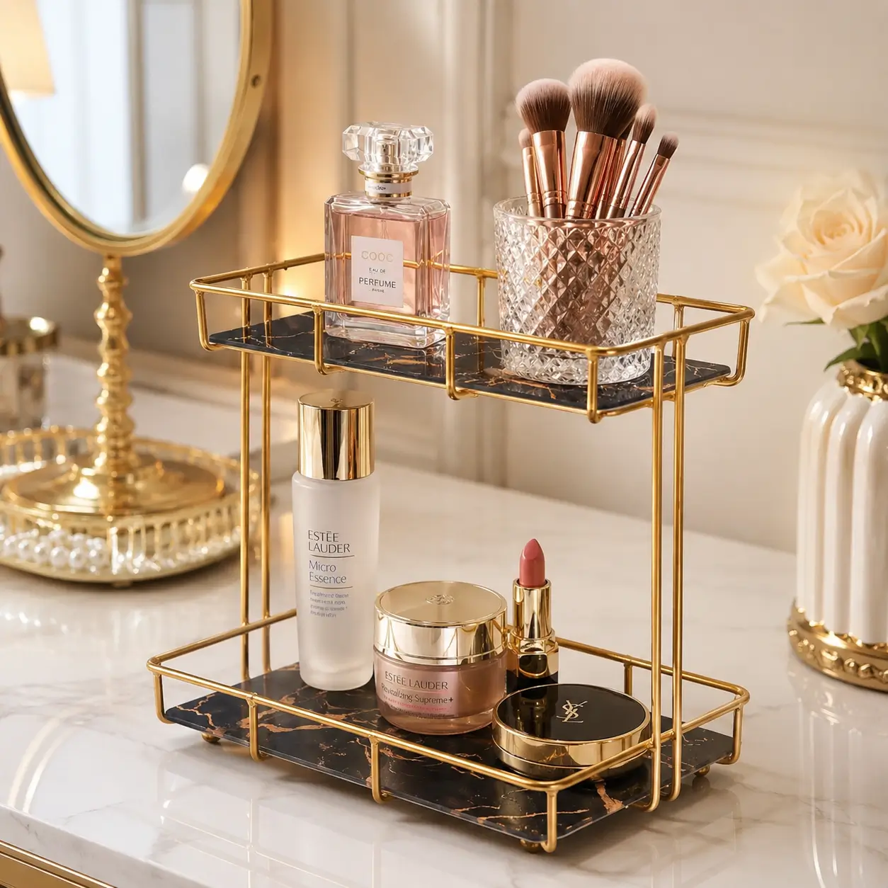 Nordic Style 2-Tier Makeup Organizer - Image 5
