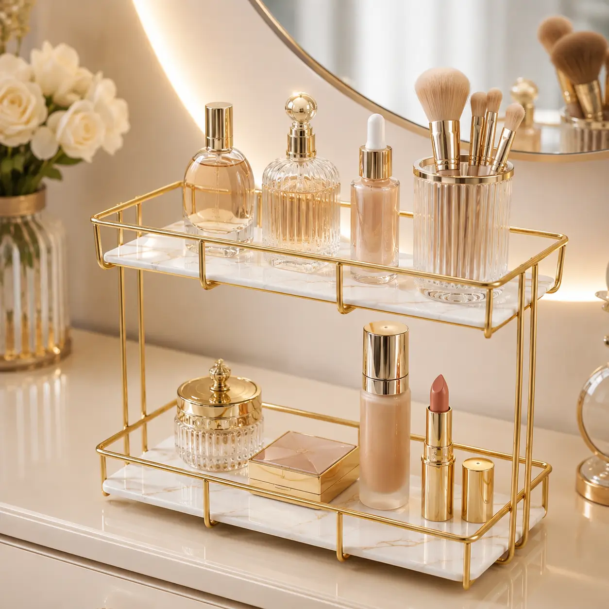 Nordic Style 2-Tier Makeup Organizer - Image 2