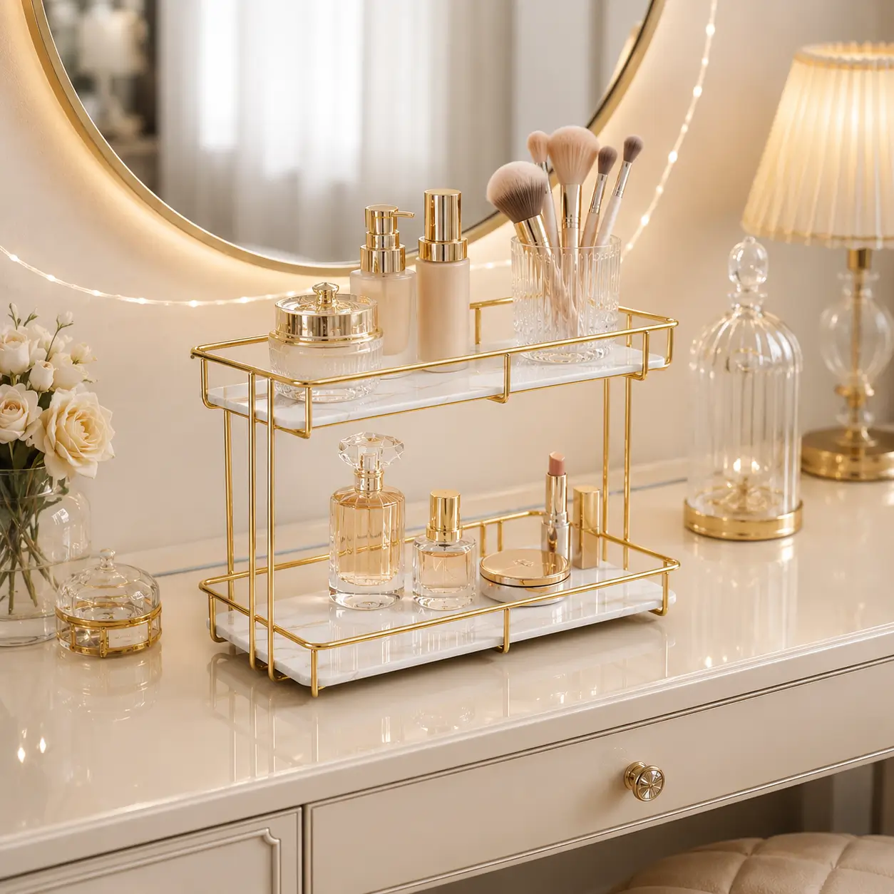 Nordic Style 2-Tier Makeup Organizer - Image 3