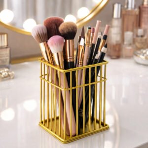 Gold Metal Makeup Brush Holders