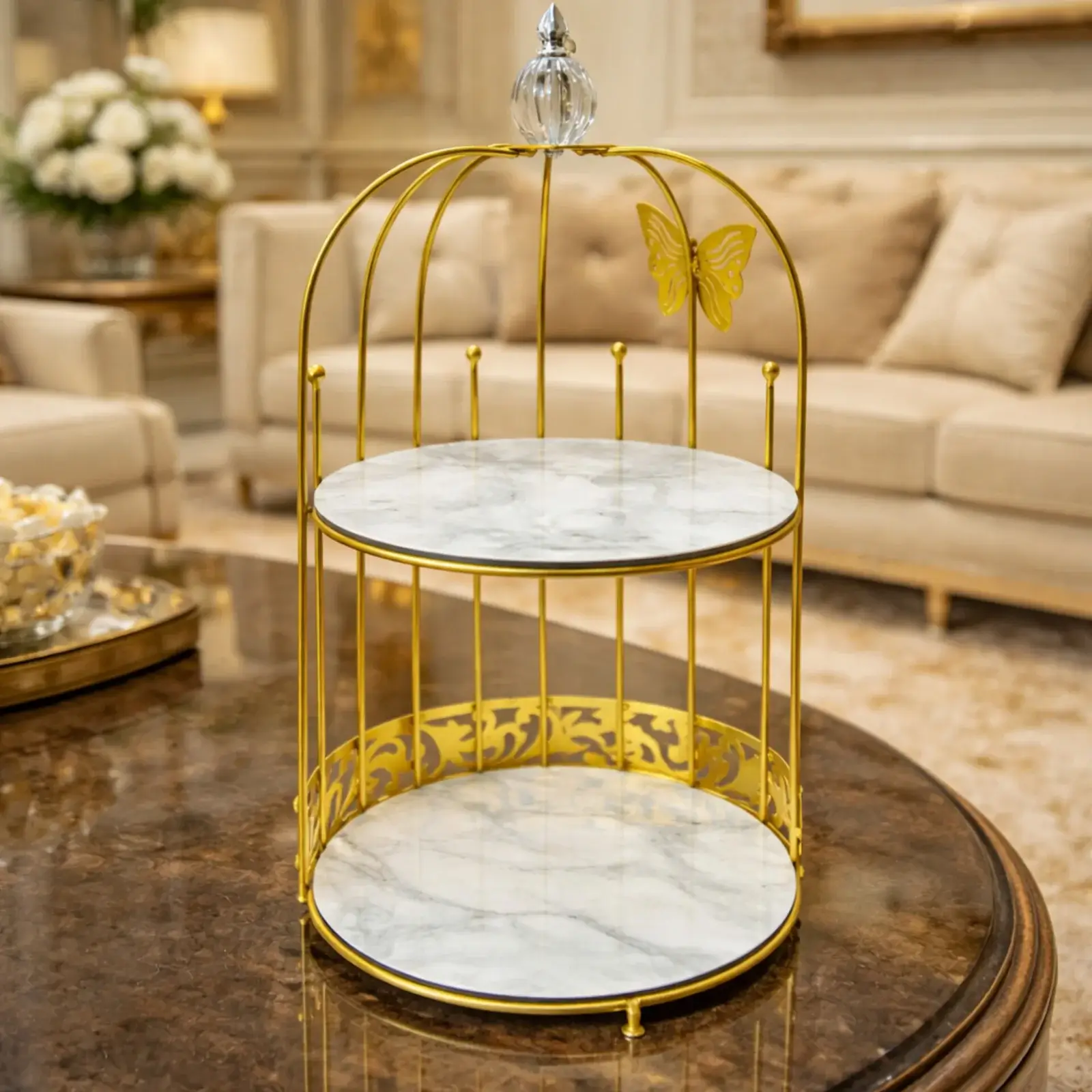 wahaj Premium Butterfly Design Gold Makeup Organizer - Image 4