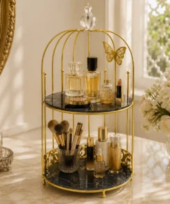 Alternative view of wahaj Premium Butterfly Design Gold Makeup Organizer