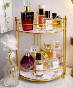 Gold 2 Layer acrylic Makeup Organizer Tray