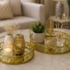2 Piece Luxury Gold Mirror Tray Set - Makeup & Decorative Serving Trays