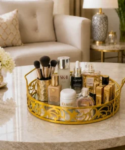 Alternative view of Golden Elegance Round Mirrored Tray